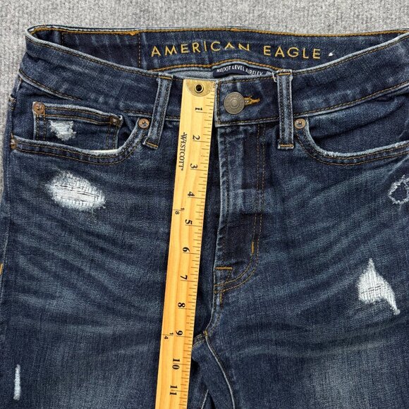 AEO Next Level Airflex Slim Jeans Straight Distressd Grunge Y2K Indie Mens 29x32 - Picture 11 of 12